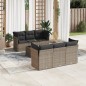 vidaXL Set de sofás de jardín 7 piezas con cojines ratán PE gris vidaXL Set de sofás de jardín 7 piezas con cojines ratán PE gris