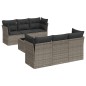 vidaXL Set de sofás de jardín 7 piezas con cojines ratán PE gris vidaXL Set de sofás de jardín 7 piezas con cojines ratán PE gris