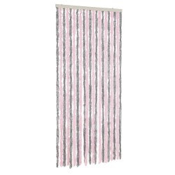 vidaXL Cortina antimoscas chenilla gris plateado y rosa 90x220 cm