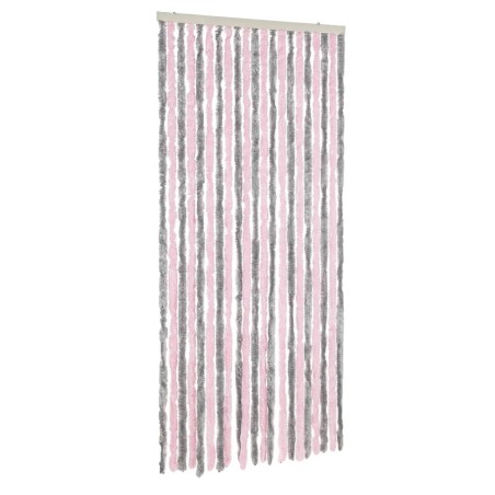 vidaXL Cortina antimoscas chenilla gris plateado y rosa 90x220 cm