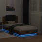 vidaXL Estructura de cama cabecero luces LED marrón roble 75x190 cm vidaXL Estructura de cama cabecero luces LED marrón roble 75x190 cm