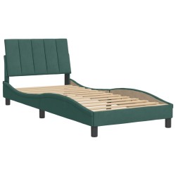 vidaXL Estructura cama con cabecero terciopelo verde oscuro 90x190 cm