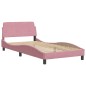 vidaXL Estructura de cama con cabecero de terciopelo rosa 100x200 cm vidaXL Estructura de cama con cabecero de terciopelo rosa 100x200 cm