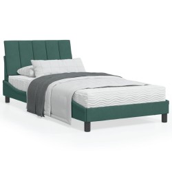 vidaXL Estructura cama con cabecero terciopelo verde oscuro 100x200 cm