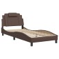 vidaXL Estructura de cama con cabecero cuero sintético marrón 80x200cm vidaXL Estructura de cama con cabecero cuero sintético marrón 80x200cm