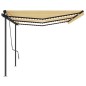 vidaXL Toldo retráctil manual con postes amarillo y blanco 6x3 m vidaXL Toldo retráctil manual con postes amarillo y blanco 6x3 m