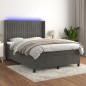 vidaXL Cama box spring colchón y LED terciopelo gris oscuro 140x190 cm vidaXL Cama box spring colchón y LED terciopelo gris oscuro 140x190 cm