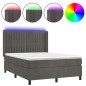 vidaXL Cama box spring colchón y LED terciopelo gris oscuro 140x190 cm vidaXL Cama box spring colchón y LED terciopelo gris oscuro 140x190 cm