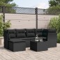 vidaXL Set de comedor de jardín 7 pzas y cojines ratán sintético negro vidaXL Set de comedor de jardín 7 pzas y cojines ratán sintético negro