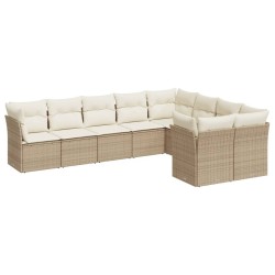 vidaXL Set de sofás de jardín 9 pzas con cojines ratán sintético beige