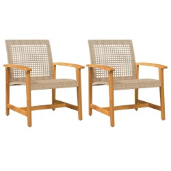 vidaXL Sillas de jardín 2 uds madera de acacia y ratán sintético beige