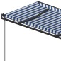 vidaXL Toldo manual retráctil con postes azul y blanco 4,5x3,5 m