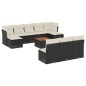 vidaXL Set de sofás de jardín 11 pzas y cojines ratán sintético negro