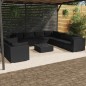 vidaXL Set de muebles de jardín 10 pzas cojines ratán sintético negro vidaXL Set de muebles de jardín 10 pzas cojines ratán sintético negro