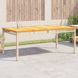 vidaXL Mesa de jardín ratán sintético madera acacia beige 180x90x75 cm
