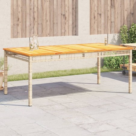 vidaXL Mesa de jardín ratán sintético madera acacia beige 180x90x75 cm