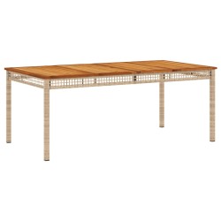 vidaXL Mesa de jardín ratán sintético madera acacia beige 180x90x75 cm
