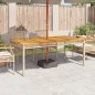 vidaXL Mesa de jardín ratán sintético madera acacia beige 180x90x75 cm vidaXL Mesa de jardín ratán sintético madera acacia beige 180x90x75 cm