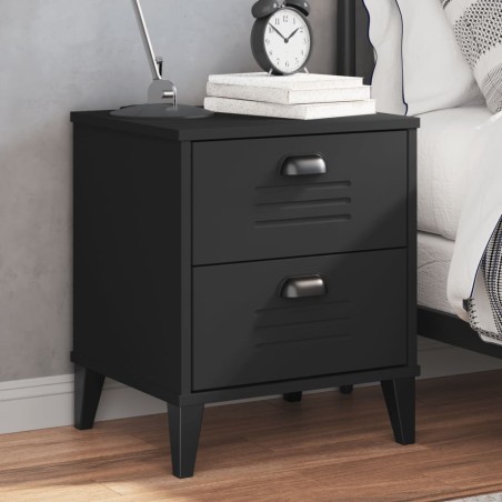 vidaXL Mesita de noche VIKEN madera maciza de pino negra
