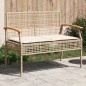 vidaXL Banco de jardín con cojín ratán sintético beige y madera acacia vidaXL Banco de jardín con cojín ratán sintético beige y madera acacia