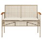 vidaXL Banco de jardín con cojín ratán sintético beige y madera acacia vidaXL Banco de jardín con cojín ratán sintético beige y madera acacia