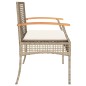 vidaXL Banco de jardín con cojín ratán sintético beige y madera acacia vidaXL Banco de jardín con cojín ratán sintético beige y madera acacia