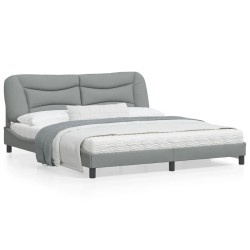 vidaXL Estructura de cama con luz LED tela gris oscuro 180x200 cm