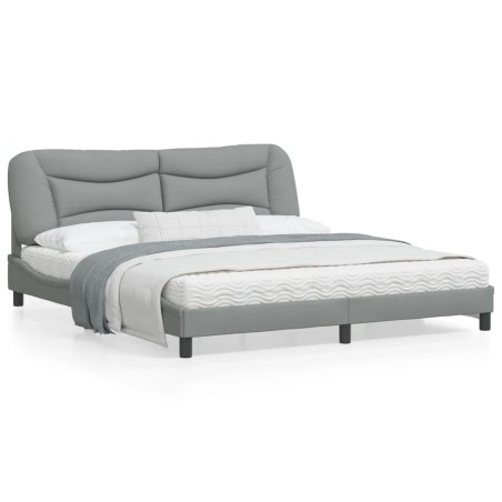 vidaXL Estructura de cama con luz LED tela gris oscuro 180x200 cm