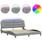 vidaXL Estructura de cama con luz LED tela gris oscuro 180x200 cm vidaXL Estructura de cama con luz LED tela gris oscuro 180x200 cm