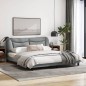 vidaXL Estructura de cama con luz LED tela gris oscuro 180x200 cm vidaXL Estructura de cama con luz LED tela gris oscuro 180x200 cm