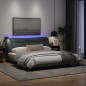 vidaXL Estructura de cama con luz LED tela gris oscuro 180x200 cm vidaXL Estructura de cama con luz LED tela gris oscuro 180x200 cm