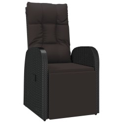 vidaXL Sillón reclinable de jardín con cojines ratán sintético negro