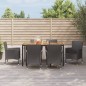 vidaXL Set de comedor de jardín 7 pzas y cojines ratán sintético negro