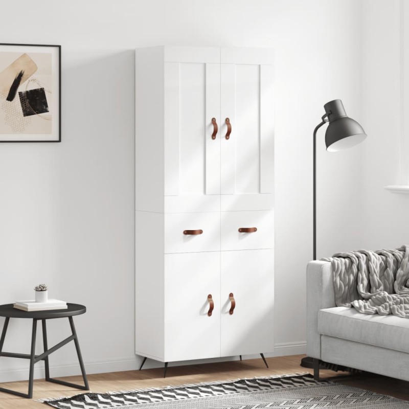 vidaXL Aparador alto madera contrachapada blanco brillo 69,5x34x180 cm vidaXL Aparador alto madera contrachapada blanco brillo 69,5x34x180 cm