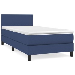 vidaXL Cama box spring con colchón tela azul 80x200 cm