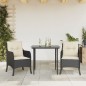 vidaXL Set comedor de jardín 3 pzas con cojines ratán sintético negro