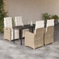 vidaXL Set comedor de jardín 5 pzas con cojines ratán sintético beige vidaXL Set comedor de jardín 5 pzas con cojines ratán sintético beige
