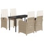 vidaXL Set comedor de jardín 5 pzas con cojines ratán sintético beige vidaXL Set comedor de jardín 5 pzas con cojines ratán sintético beige