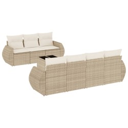 vidaXL Juego de sofás de jardín con cojines beige 8 pzas ratán PE