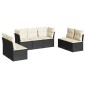 vidaXL Set de comedor de jardín 7 pzas y cojines ratán sintético negro