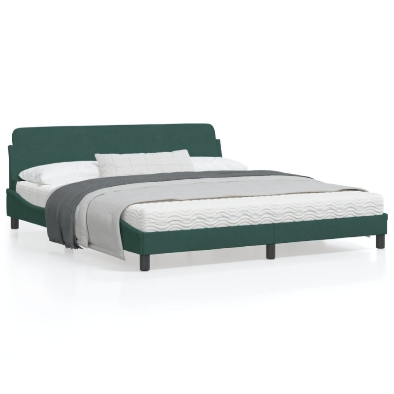 vidaXL Estructura cama con cabecero terciopelo verde oscuro 180x200 cm vidaXL Estructura cama con cabecero terciopelo verde oscuro 180x200 cm