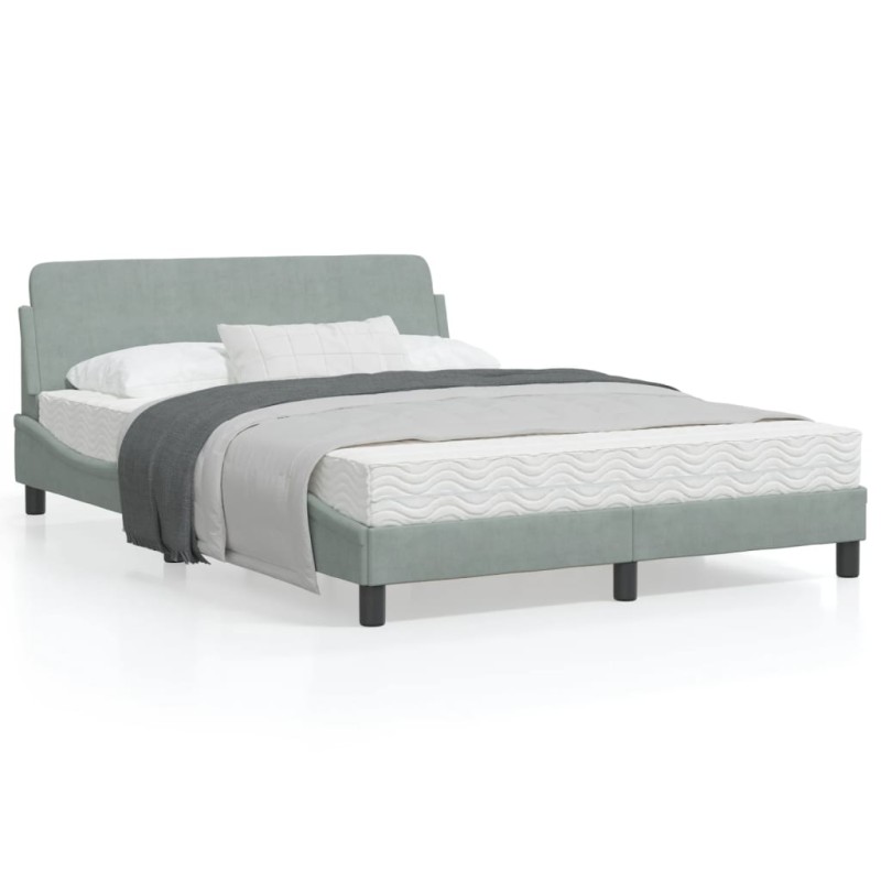 vidaXL Estructura de cama con cabecero terciopelo gris claro 120x200cm vidaXL Estructura de cama con cabecero terciopelo gris claro 120x200cm