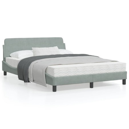 vidaXL Estructura de cama con cabecero terciopelo gris claro 120x200cm