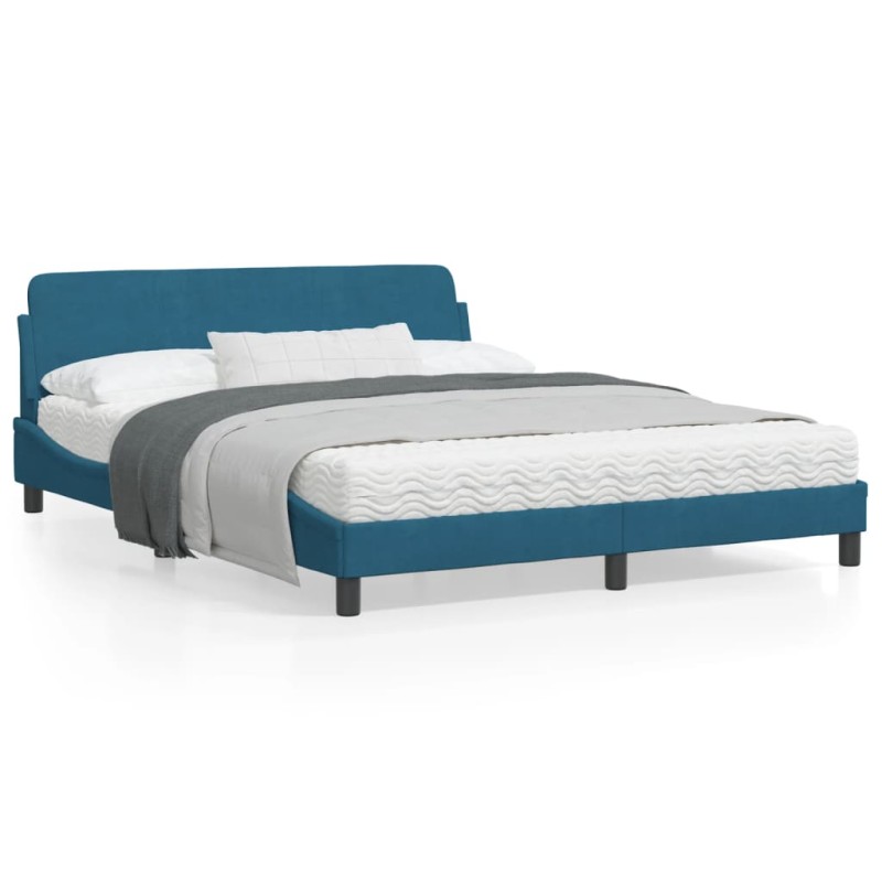 vidaXL Estructura de cama con cabecero terciopelo azul 160x200 cm vidaXL Estructura de cama con cabecero terciopelo azul 160x200 cm