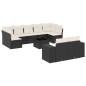 vidaXL Set de sofás de jardín 10 pzas cojines ratán sintético negro vidaXL Set de sofás de jardín 10 pzas cojines ratán sintético negro