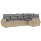 vidaXL Juego de sofás jardín con cojines 5 pzas ratán sintético beige vidaXL Juego de sofás jardín con cojines 5 pzas ratán sintético beige