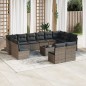 vidaXL Set sofás de jardín con cojines 13 piezas ratán sintético gris vidaXL Set sofás de jardín con cojines 13 piezas ratán sintético gris