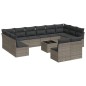 vidaXL Set sofás de jardín con cojines 13 piezas ratán sintético gris vidaXL Set sofás de jardín con cojines 13 piezas ratán sintético gris