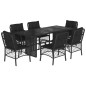 vidaXL Set de comedor de jardín 7 pzas y cojines ratán sintético negro
