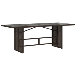 vidaXL Mesa de jardín superficie de vidrio ratán PE marrón 190x80x74cm
